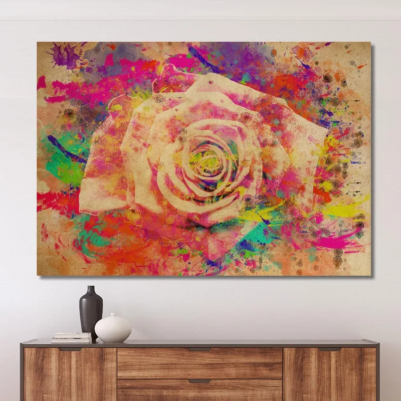 Pintura De Rosas Abstracta Multicolor Pintura De Flores Abstractas Modernas