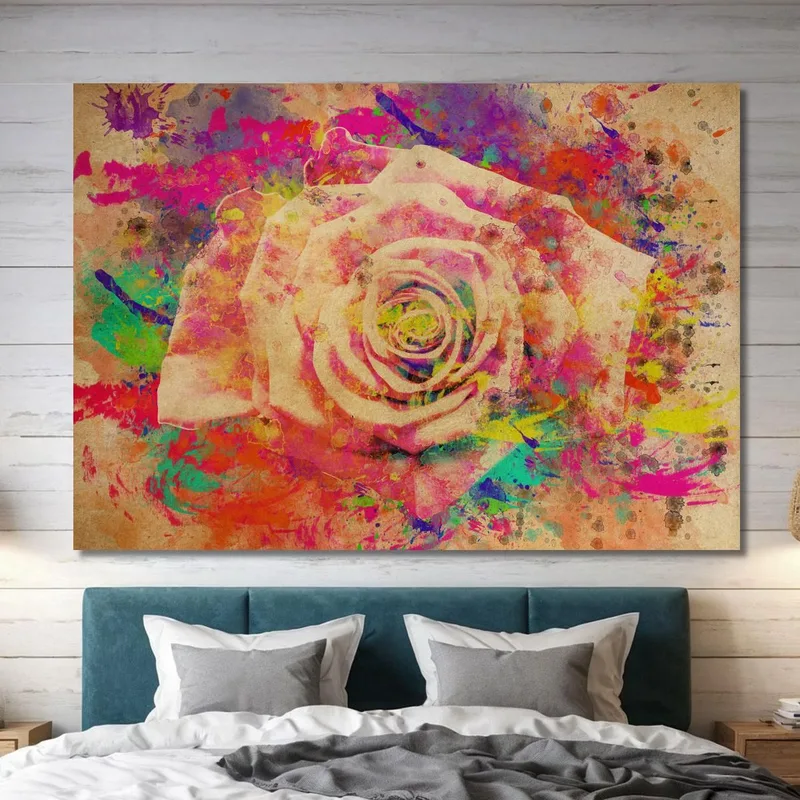Pintura De Rosas Abstracta Multicolor Pintura De Flores Abstractas Modernas