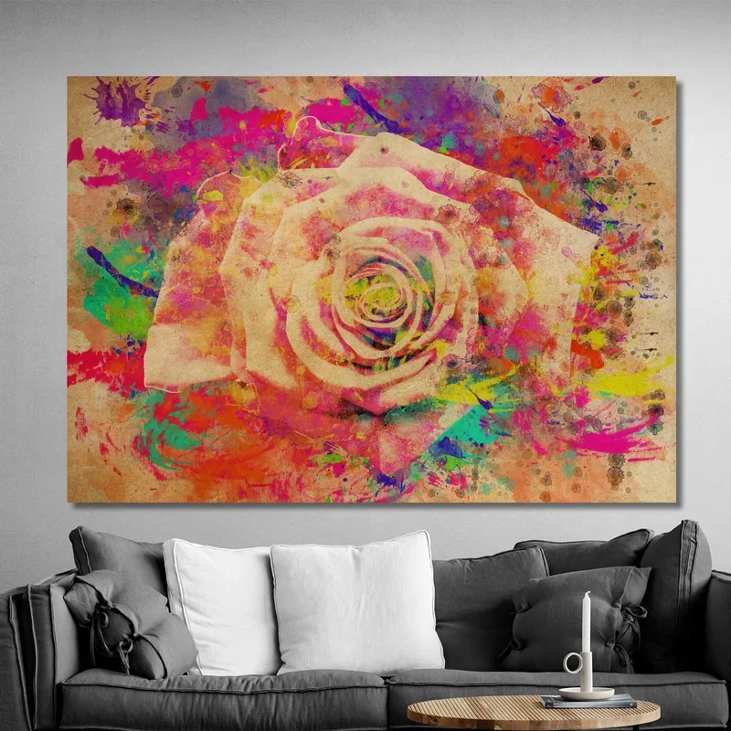 Pintura De Rosas Abstracta Multicolor Pintura De Flores Abstractas Modernas