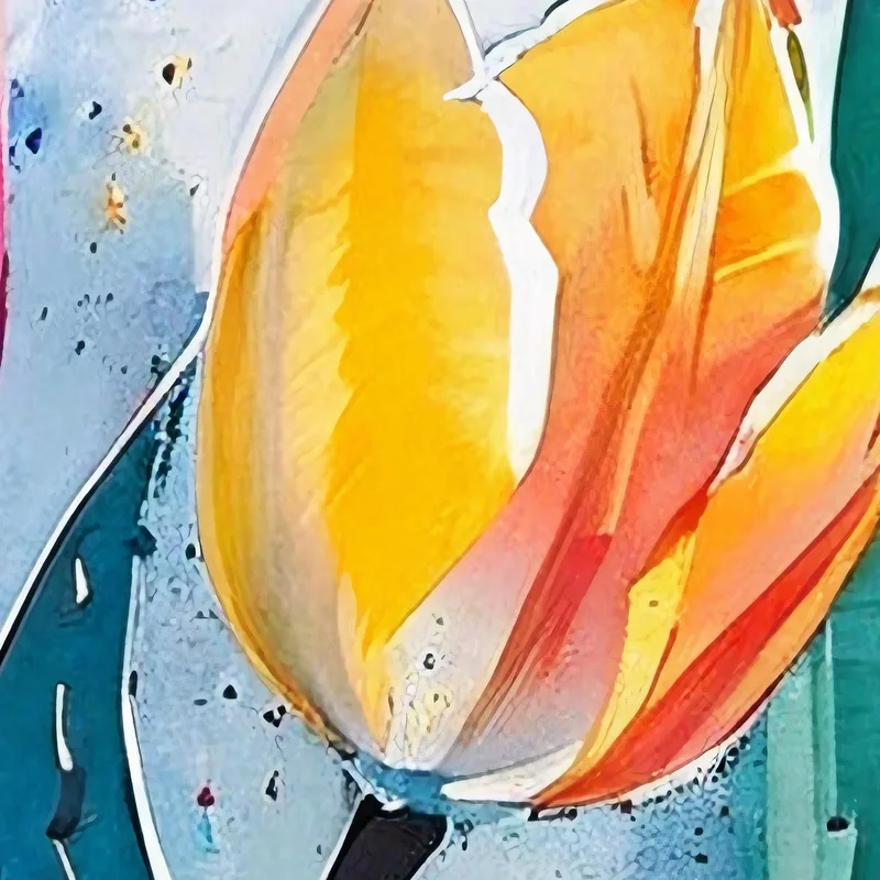 Quadro Tulipani Colorati Sfondo Astratto, Quadro Moderno Fiori Astratti
