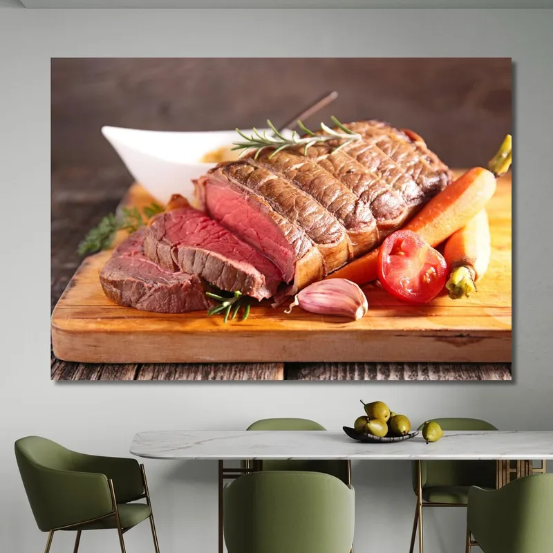 Modernes Gemälde Roastbeef Auf Schneidebrett