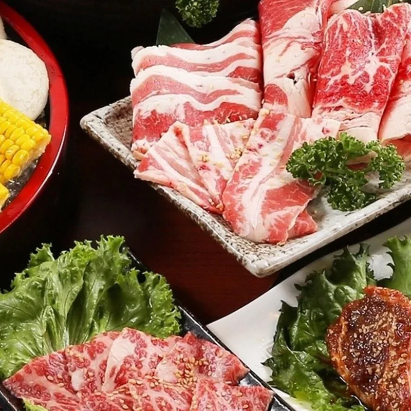 Modernes Japanisches Rahmenbuffet Mit Sushi-Fleisch Und Meeresfrüchten