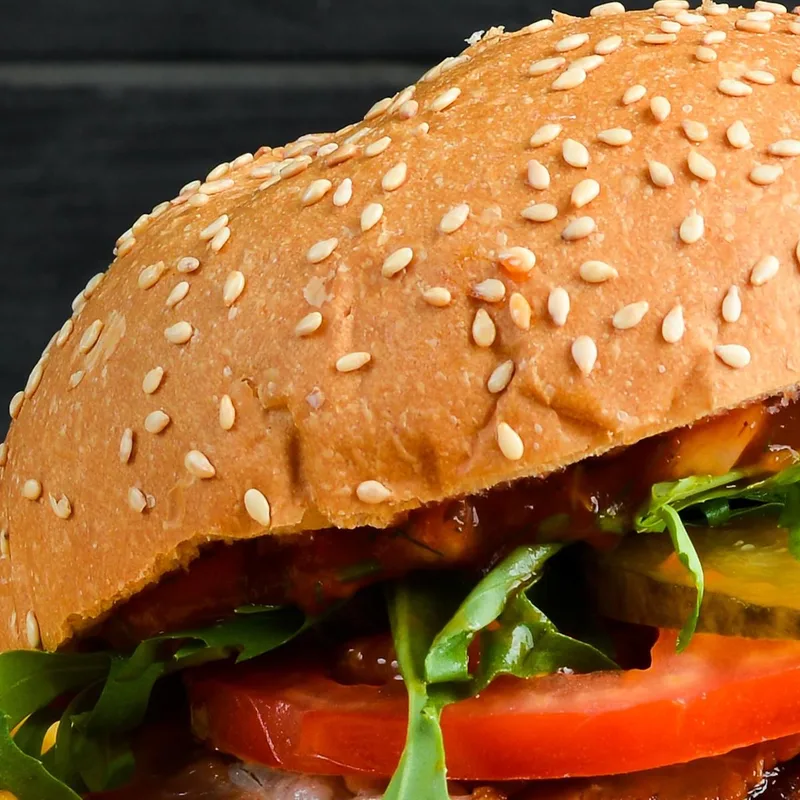Modern Painting Gourmet Burger With Crispy Fries And Ketchup Sauce