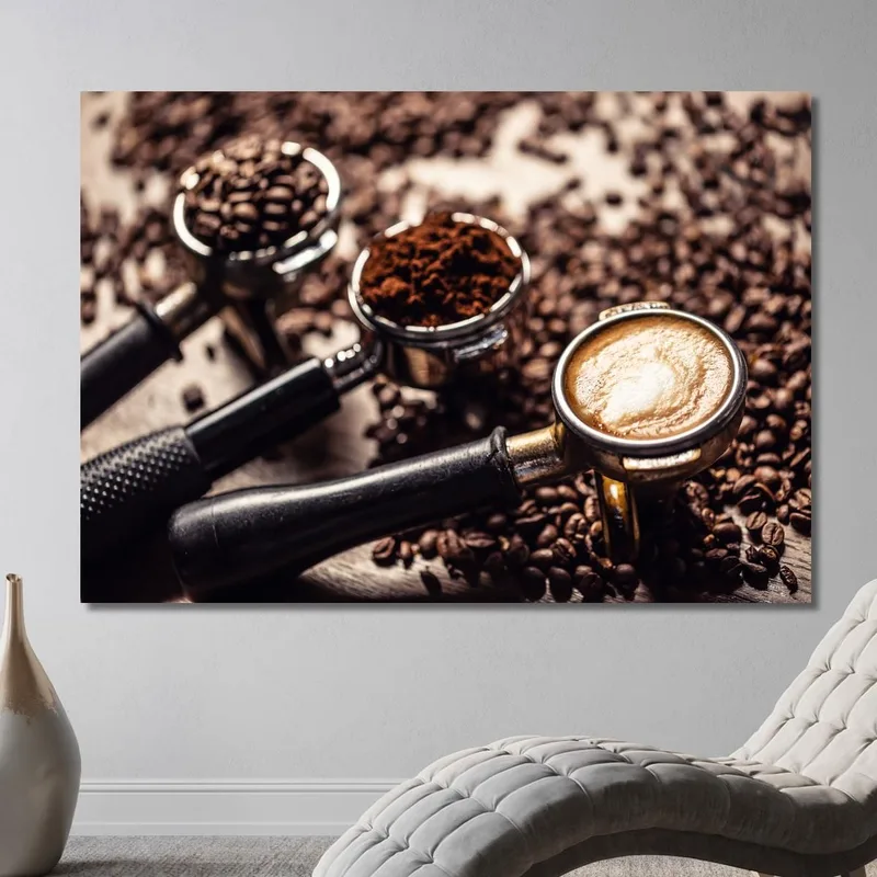 Modern Painting Espresso Coffee From Grinding To Cup