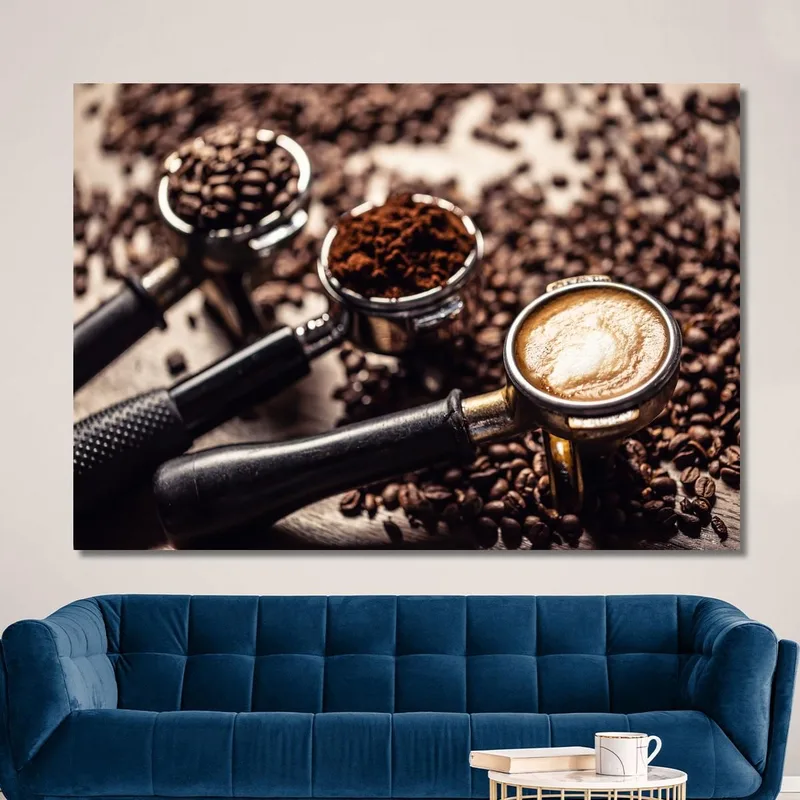 Modern Painting Espresso Coffee From Grinding To Cup