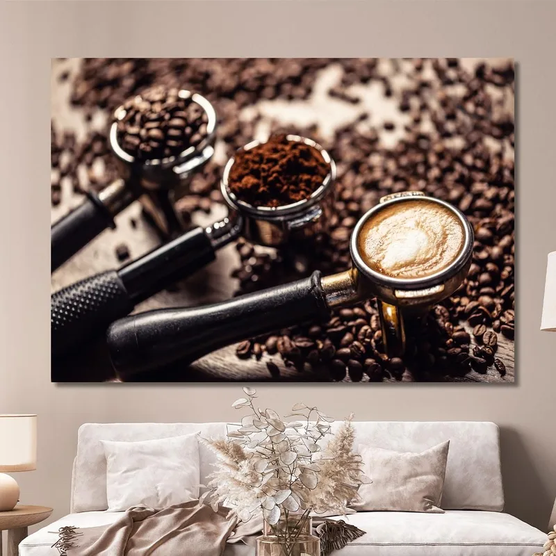 Modern Painting Espresso Coffee From Grinding To Cup