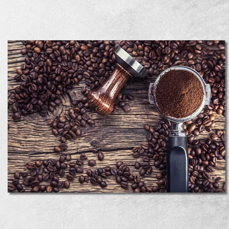 Quadro Moderno Caffè Macinato Su Legno Rustico quadro stampa su tela