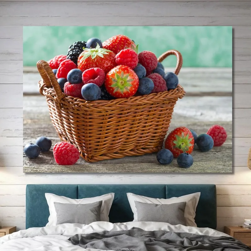 Quadro Moderno Cestino Di Frutti Di Bosco Freschi