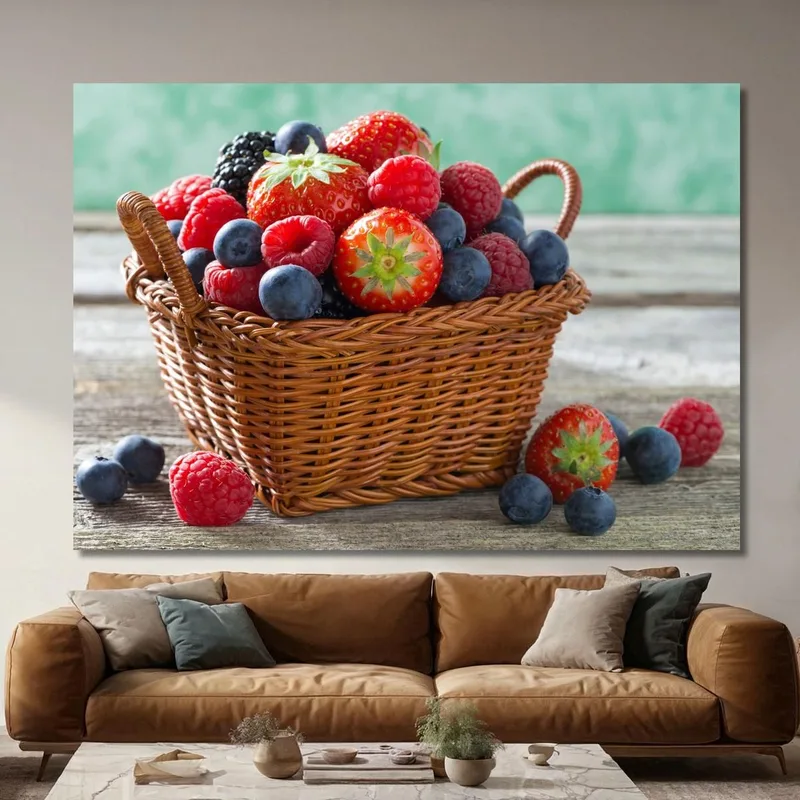 Quadro Moderno Cestino Di Frutti Di Bosco Freschi