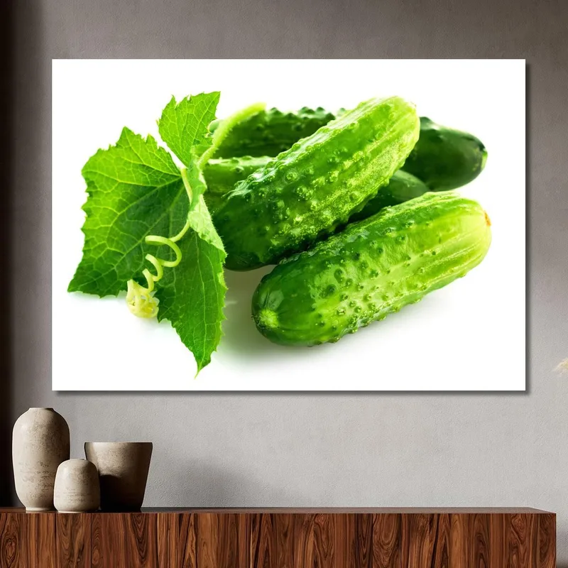 Quadro Moderno Cetrioli Freschi Con Foglia Verde