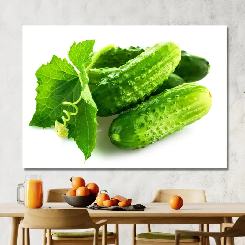 Quadro Moderno Cetrioli Freschi Con Foglia Verde