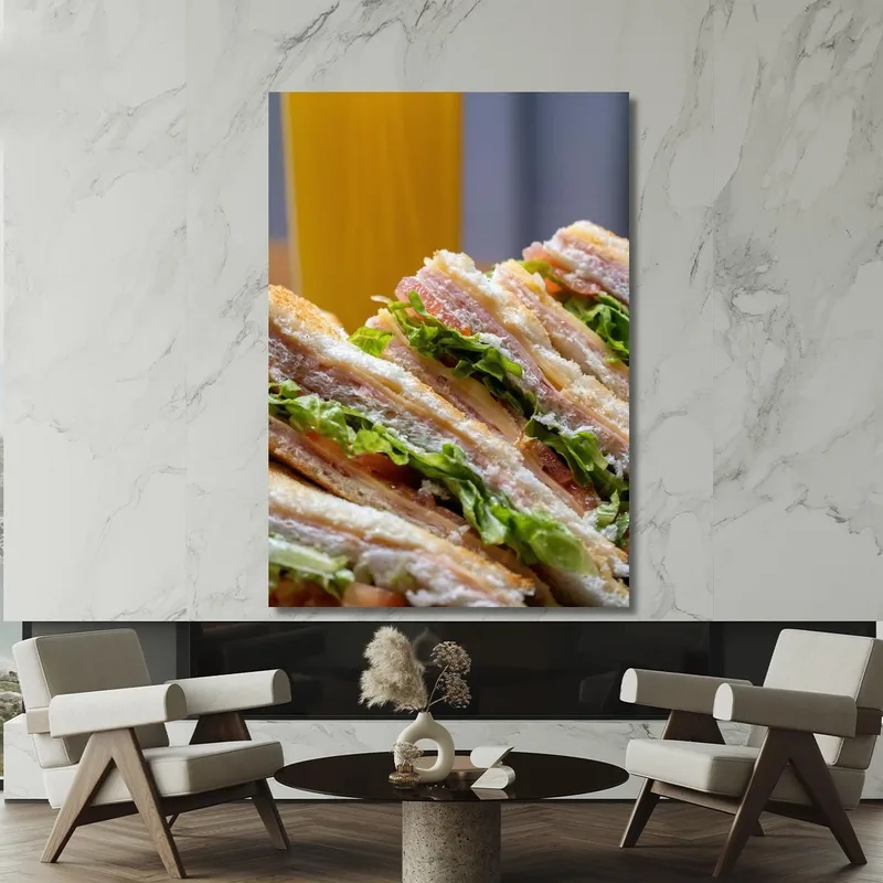Modernes Bild Club-Sandwich Mit Salat Und Käse