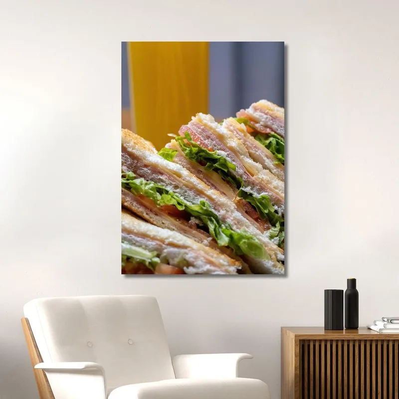 Modernes Bild Club-Sandwich Mit Salat Und Käse