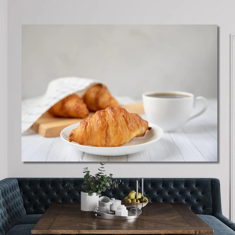 Cuadro Moderno Desayuno Francés Con Croissant Y Café