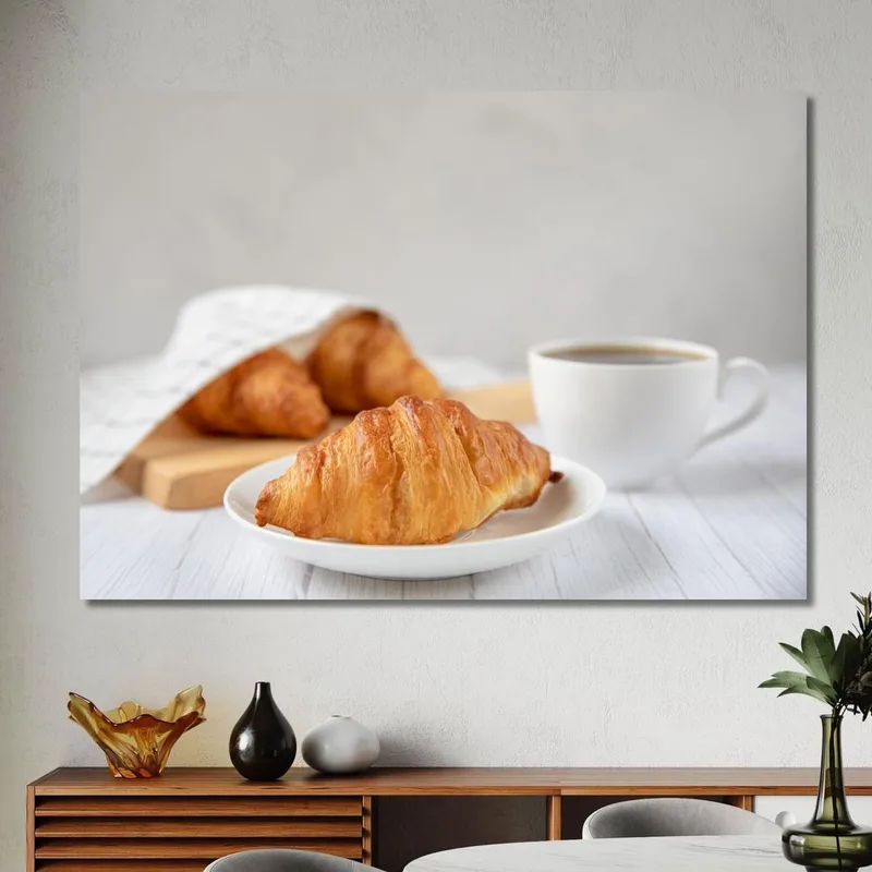 Cuadro Moderno Desayuno Francés Con Croissant Y Café