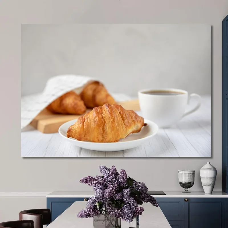 Cuadro Moderno Desayuno Francés Con Croissant Y Café