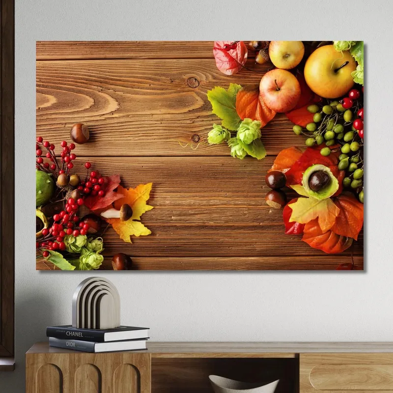 Cuadro Moderno Composición Otoñal Con Manzanas Y Bayas