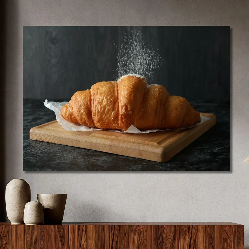 Quadro Moderno Croissant Fragrante Con Zucchero A Velo