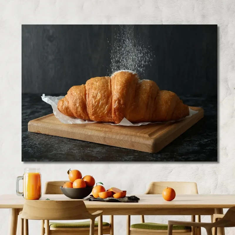Quadro Moderno Croissant Fragrante Con Zucchero A Velo