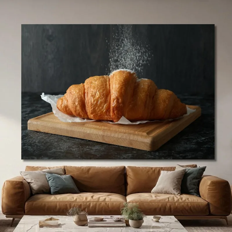 Quadro Moderno Croissant Fragrante Con Zucchero A Velo