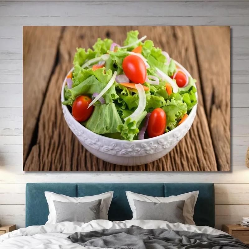 Modernes Gemälde Frischer Salat Mit Salat Kirschtomaten Und Zwiebeln