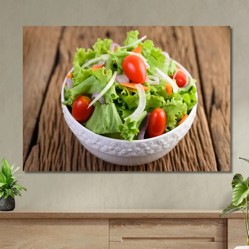 Modernes Gemälde Frischer Salat Mit Salat Kirschtomaten Und Zwiebeln