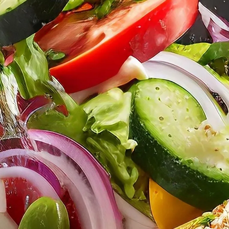 Modern Painting Greek Salad With Flying Ingredients
