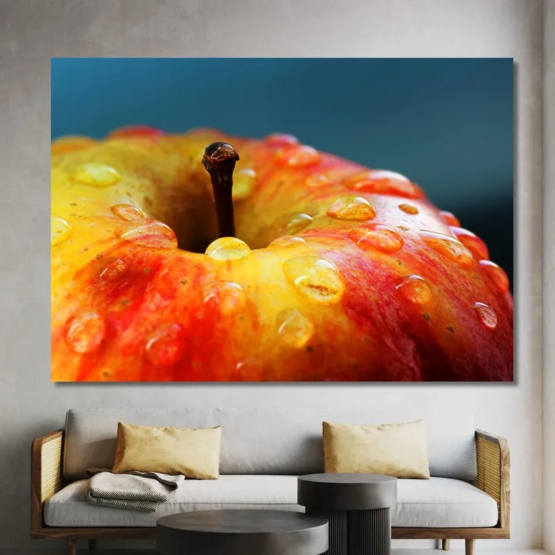 Modernes Gemälde Roter Apfel Mit Wassertropfen