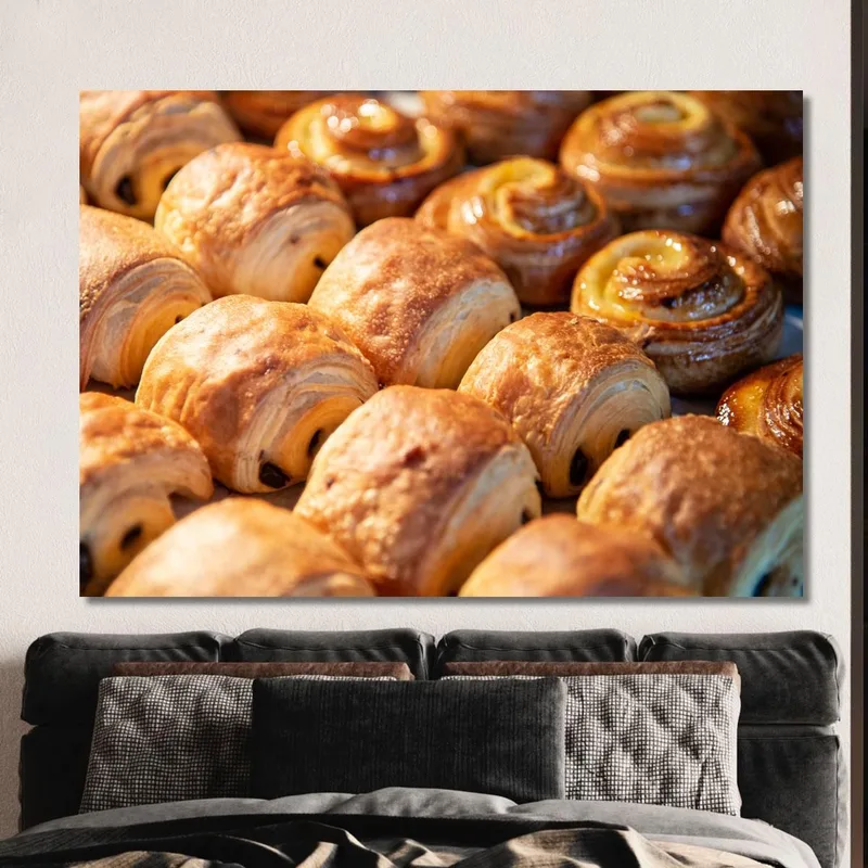 Quadro Moderno Pain Au Chocolat E Dolci Da Forno Dorati