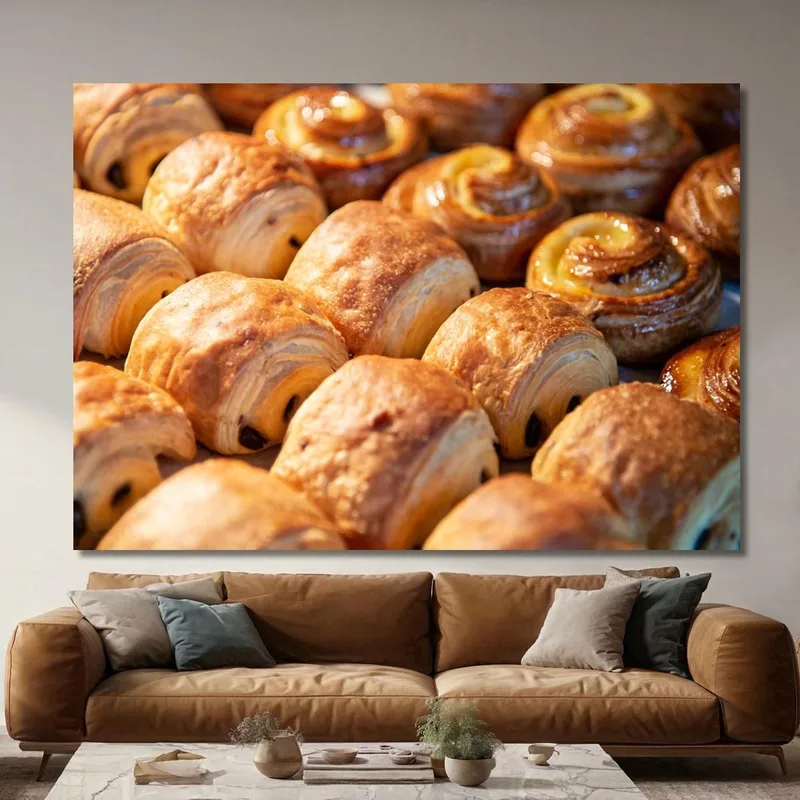 Quadro Moderno Pain Au Chocolat E Dolci Da Forno Dorati