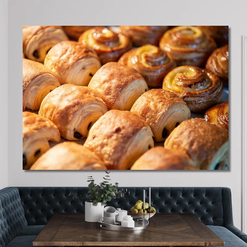 Quadro Moderno Pain Au Chocolat E Dolci Da Forno Dorati