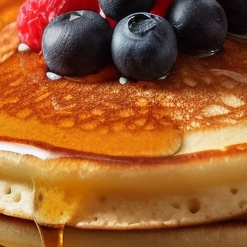 Modern Painting Soft Pancakes With Berries And Maple Syrup