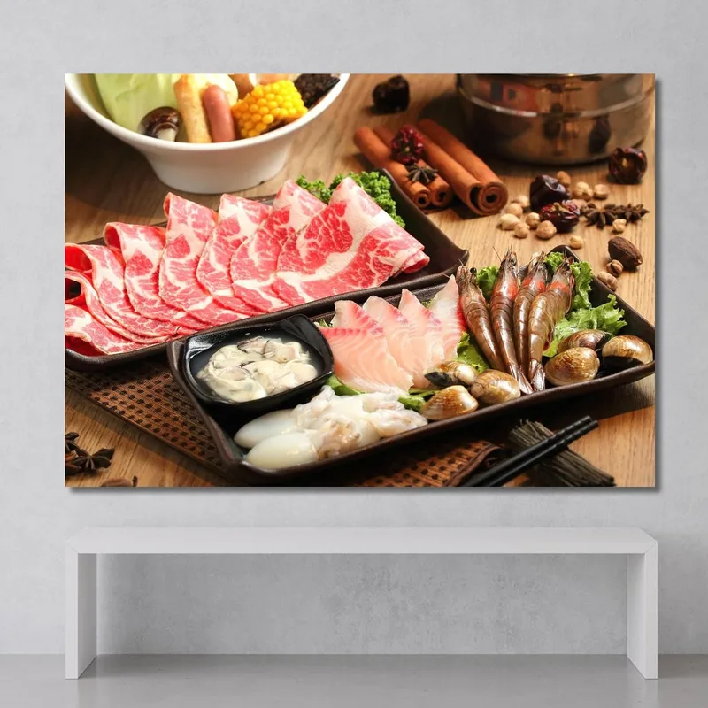 Modern Shabu Painting With Seafood And Meat