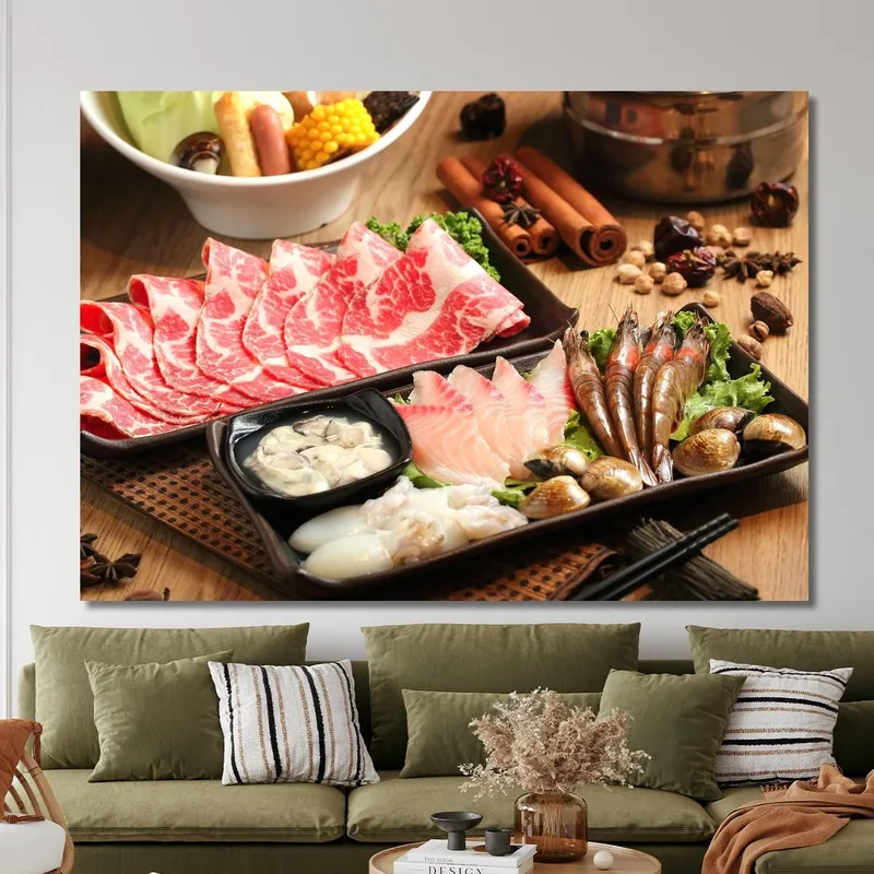 Modern Shabu Painting With Seafood And Meat