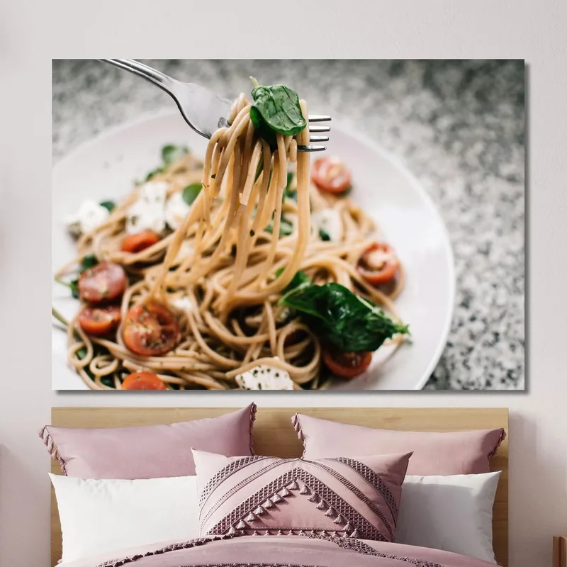 Modern Painting Whole Wheat Spaghetti With Cherry Tomatoes Basil And Feta