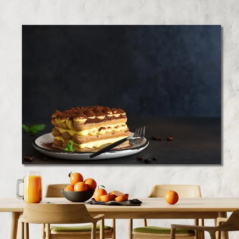 Quadro Moderno Tiramisù Tradizionale Con Strati Di Mascarpone E Cacao Amaro
