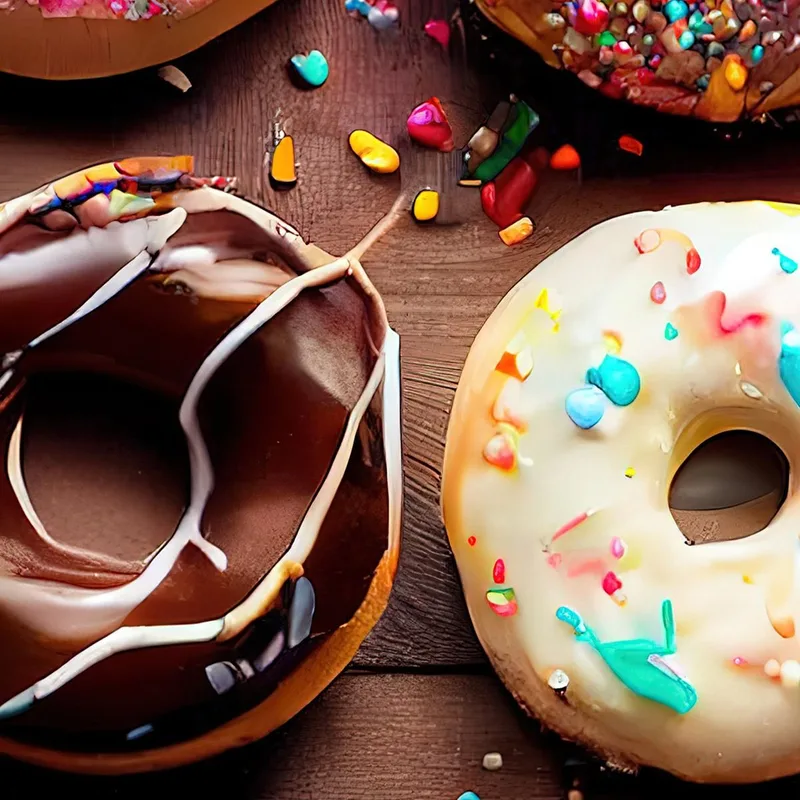 Modernes Gemälde Tablett Mit Bunten Donuts Mit Zuckerguss Und Dekorationen