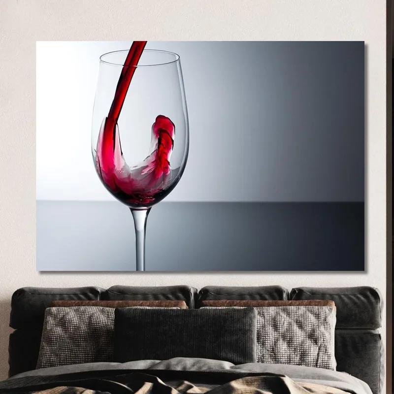 Peinture Moderne Vin Rouge Versé Dans Un Verre Sur Un Fond Clair