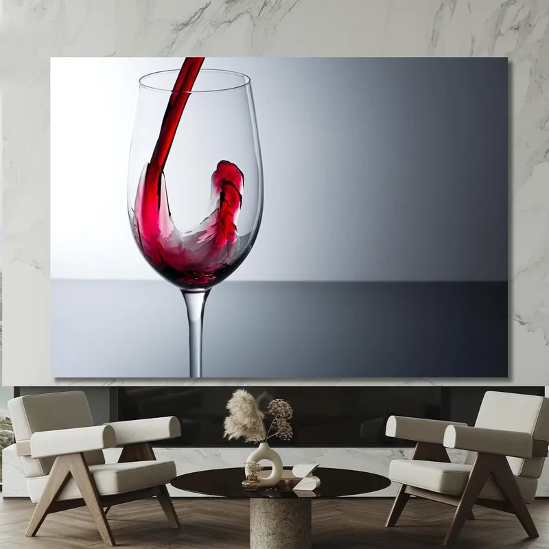 Peinture Moderne Vin Rouge Versé Dans Un Verre Sur Un Fond Clair