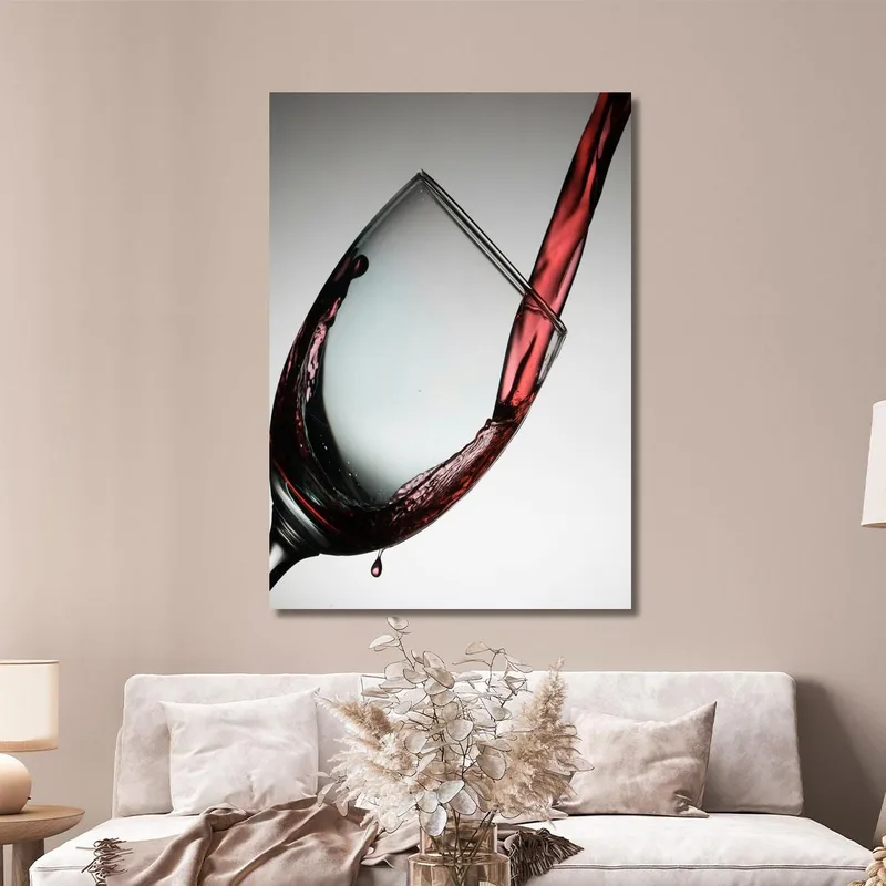 Modern Painting Red Wine Poured Into Glass