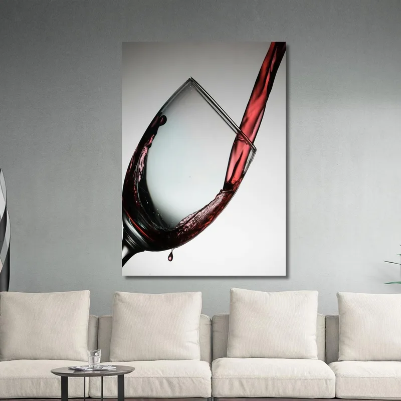 Modern Painting Red Wine Poured Into Glass