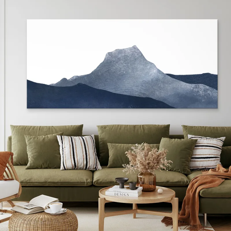 Quadro Paesaggio Astratto Arte Paesaggio Montuoso Blu Minimalista