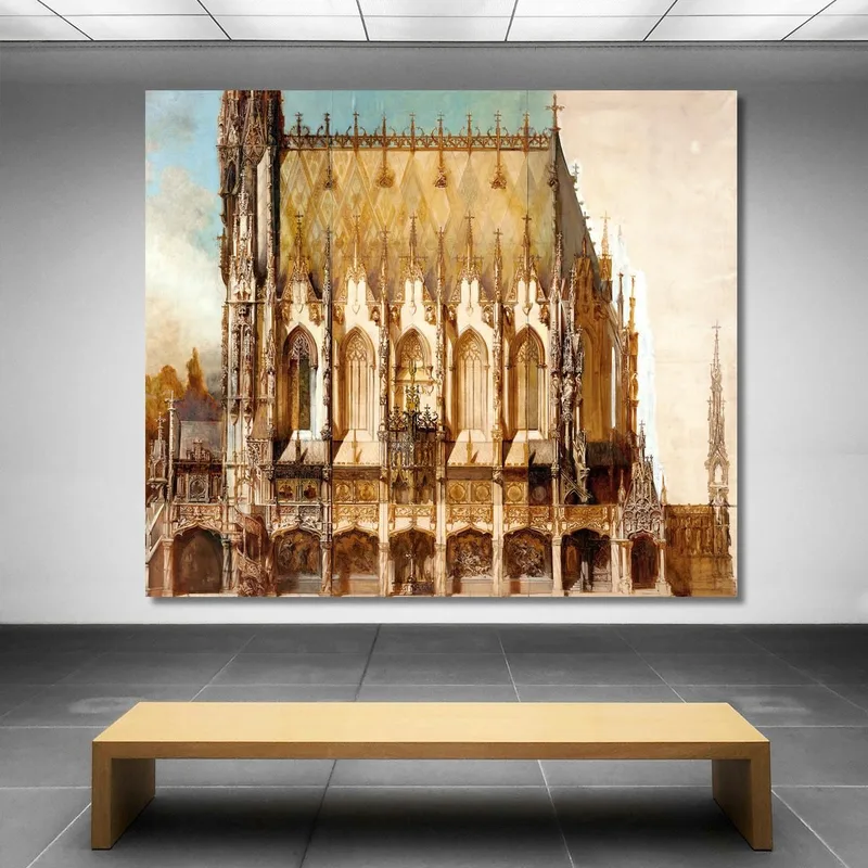 Gothic Burial Church Of St. Michael Side View Hans Makart