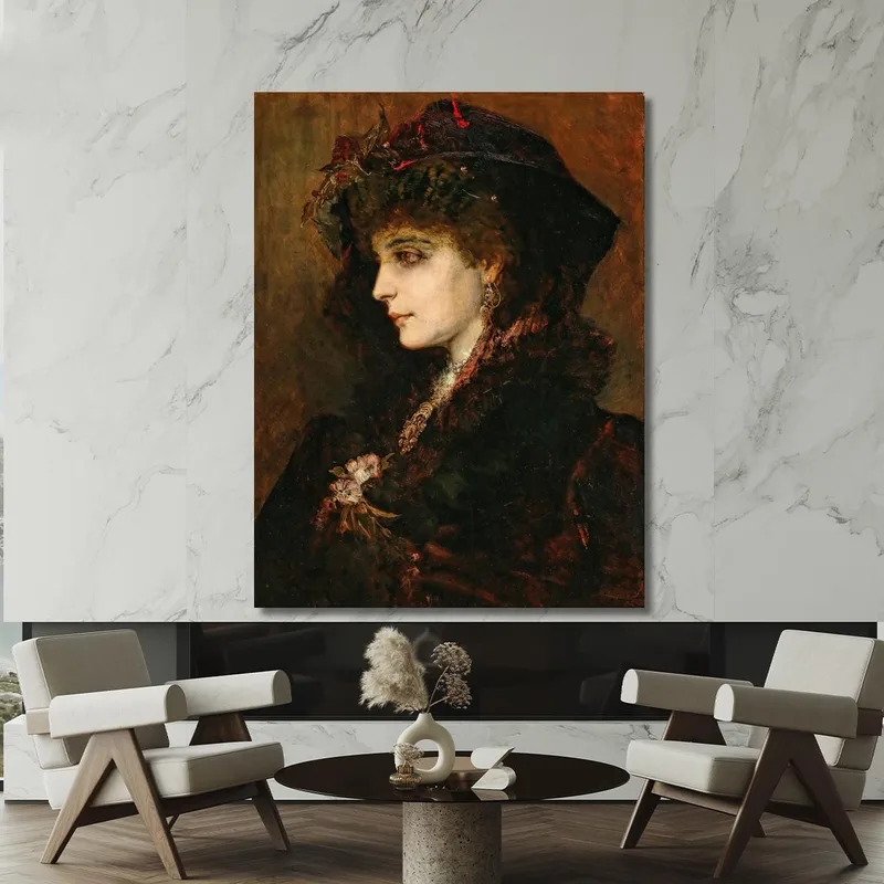 Ritratto Di Giovane Donna Di Profilo Hans Makart