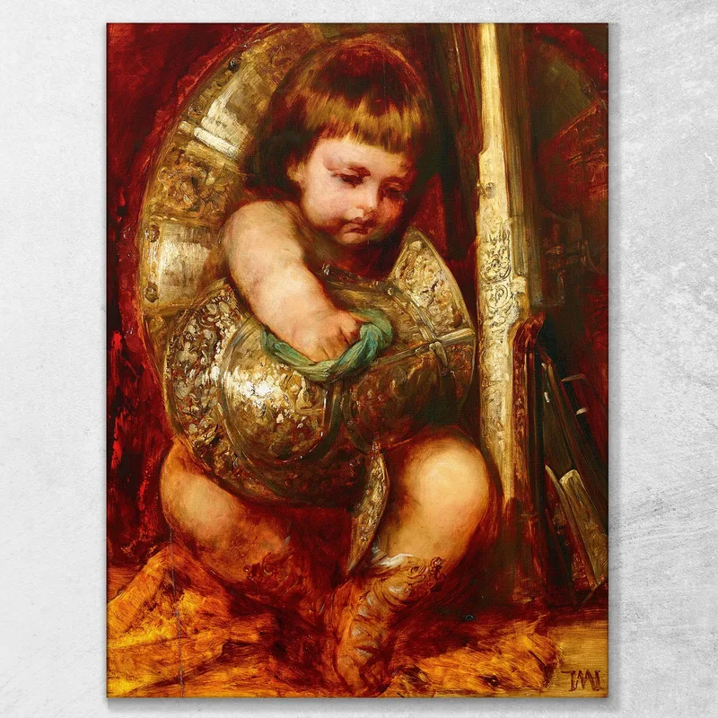 Putto Cleaning The Arms Of Mars Hans Makart