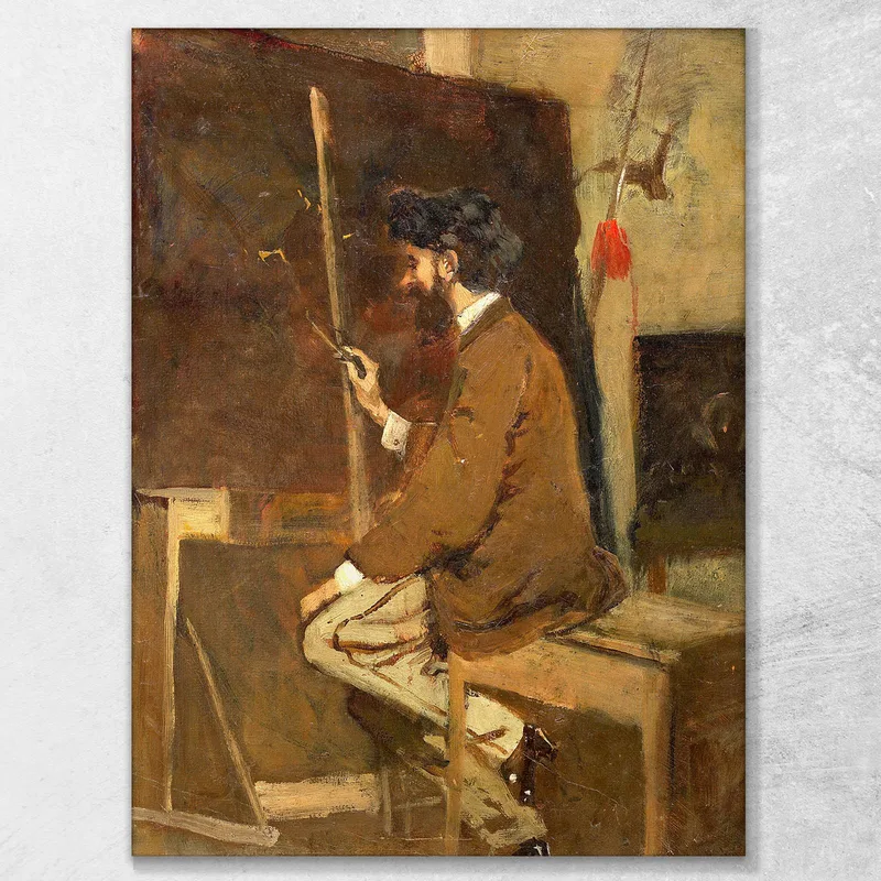 Self-Portrait Hans Makart In Front Of Easel Hans Makart