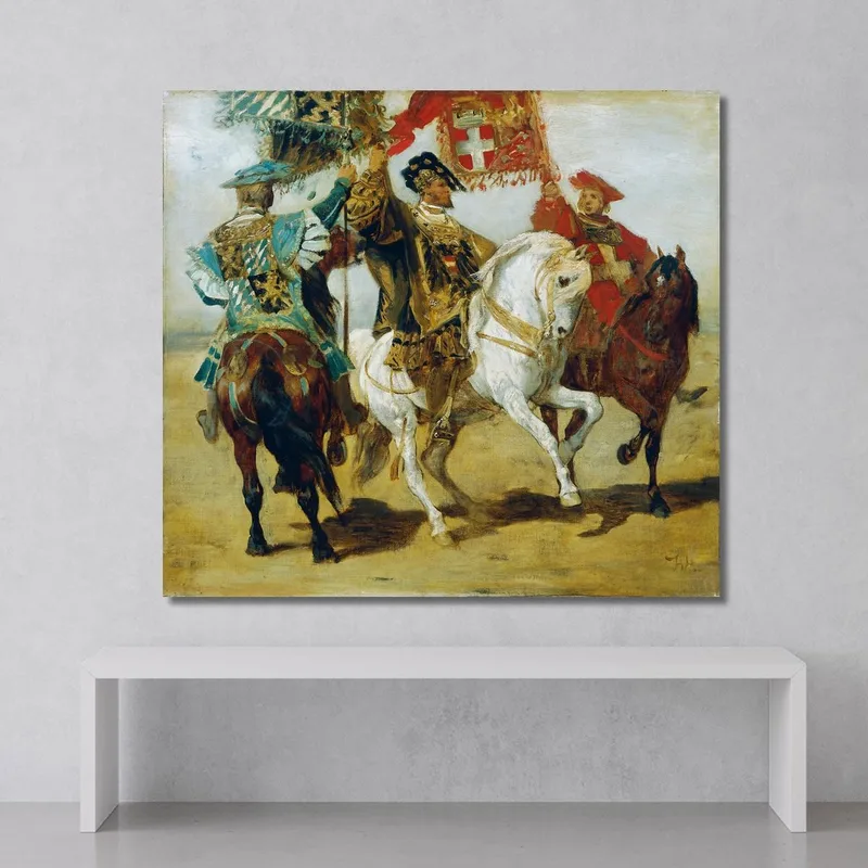 Trois Porte-Étendards Montés Hans Makart