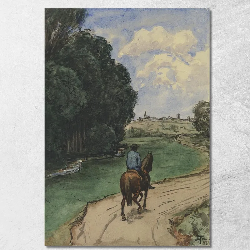 Am Waldesrand. Reiter Auf Einem Weg Bildeinwärts Hans Thoma drucken auf leinwand