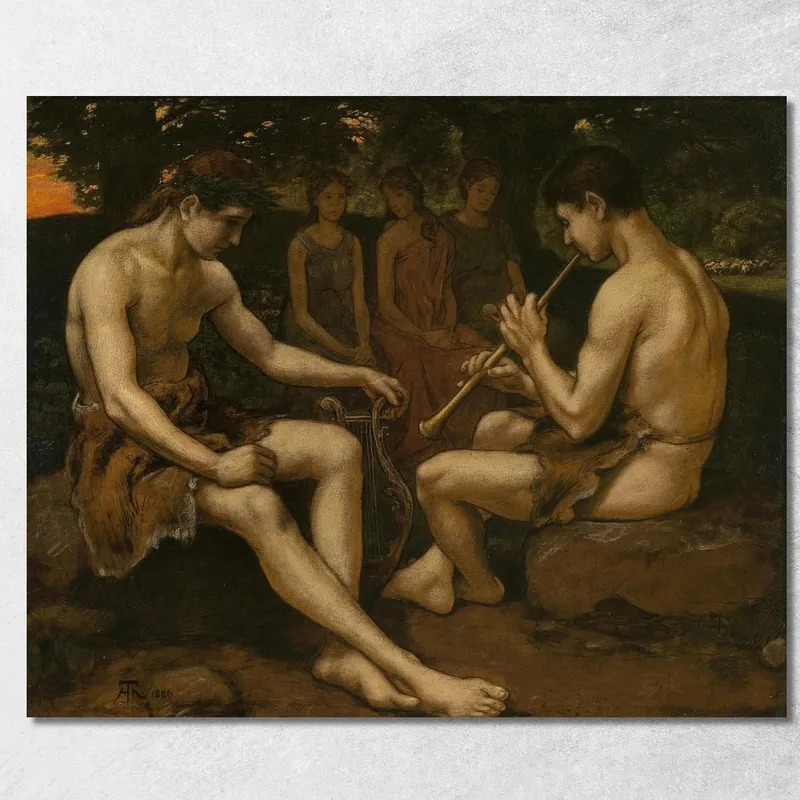 Apoll Und Marsyas Hans Thoma drucken auf leinwand
