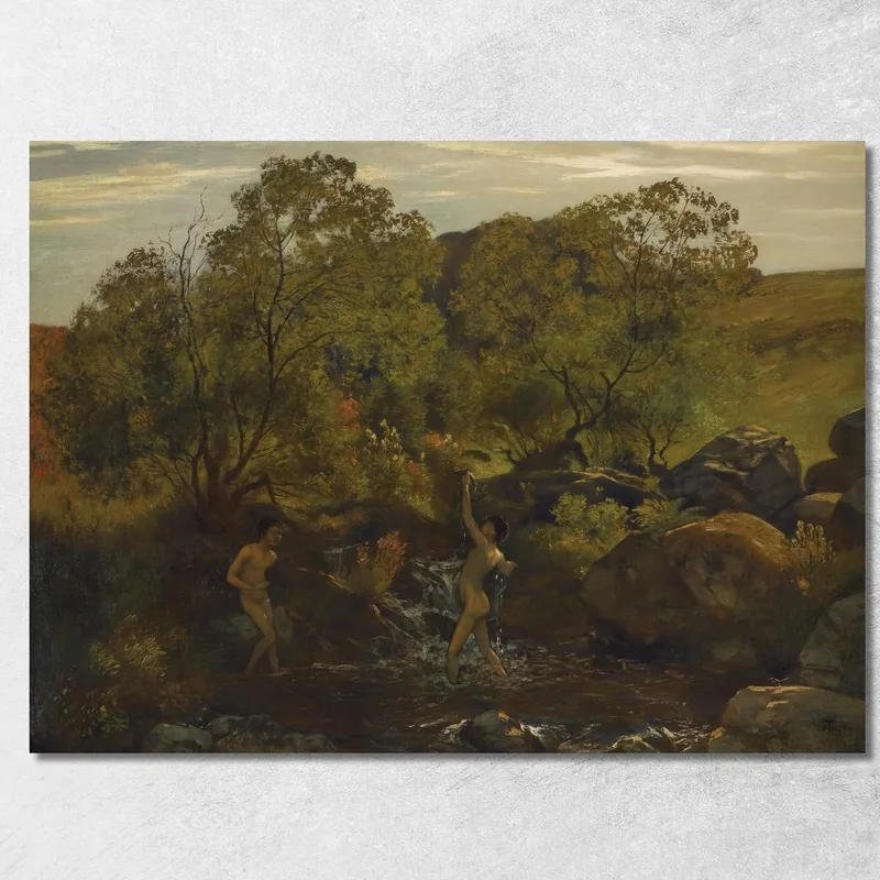 Badende Jünglinge Hans Thoma drucken auf leinwand